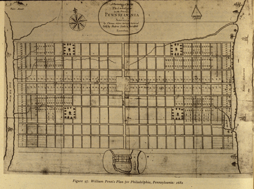 Wm Penn Plan for Philadelphia, 1682.