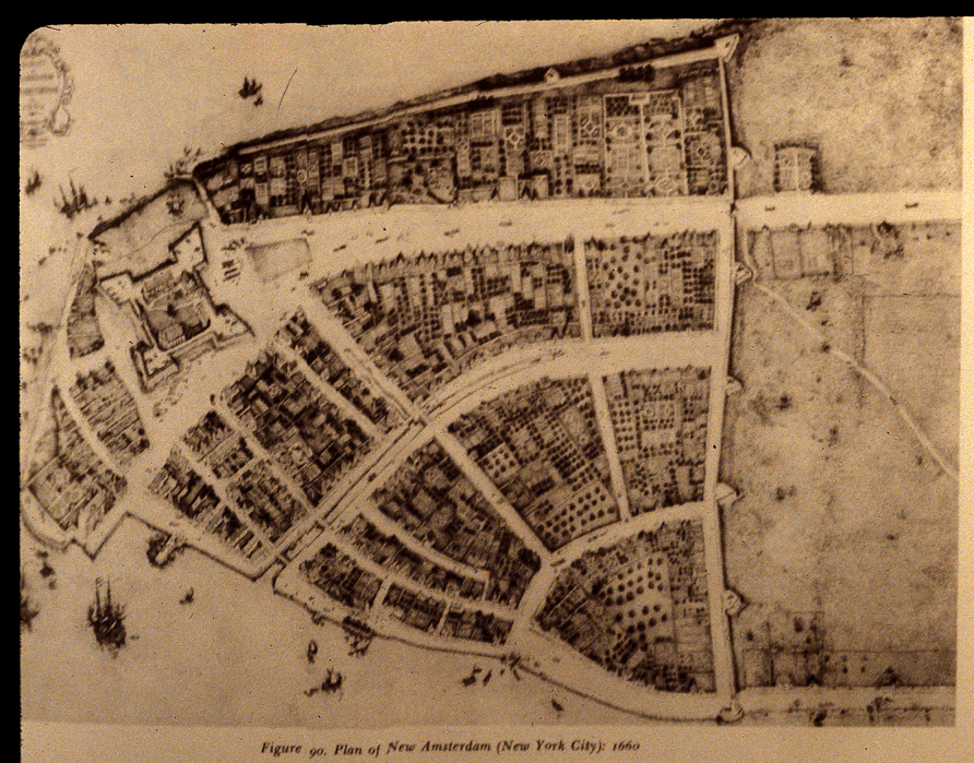 New Amsterdam (lower Manhattan), 1660.