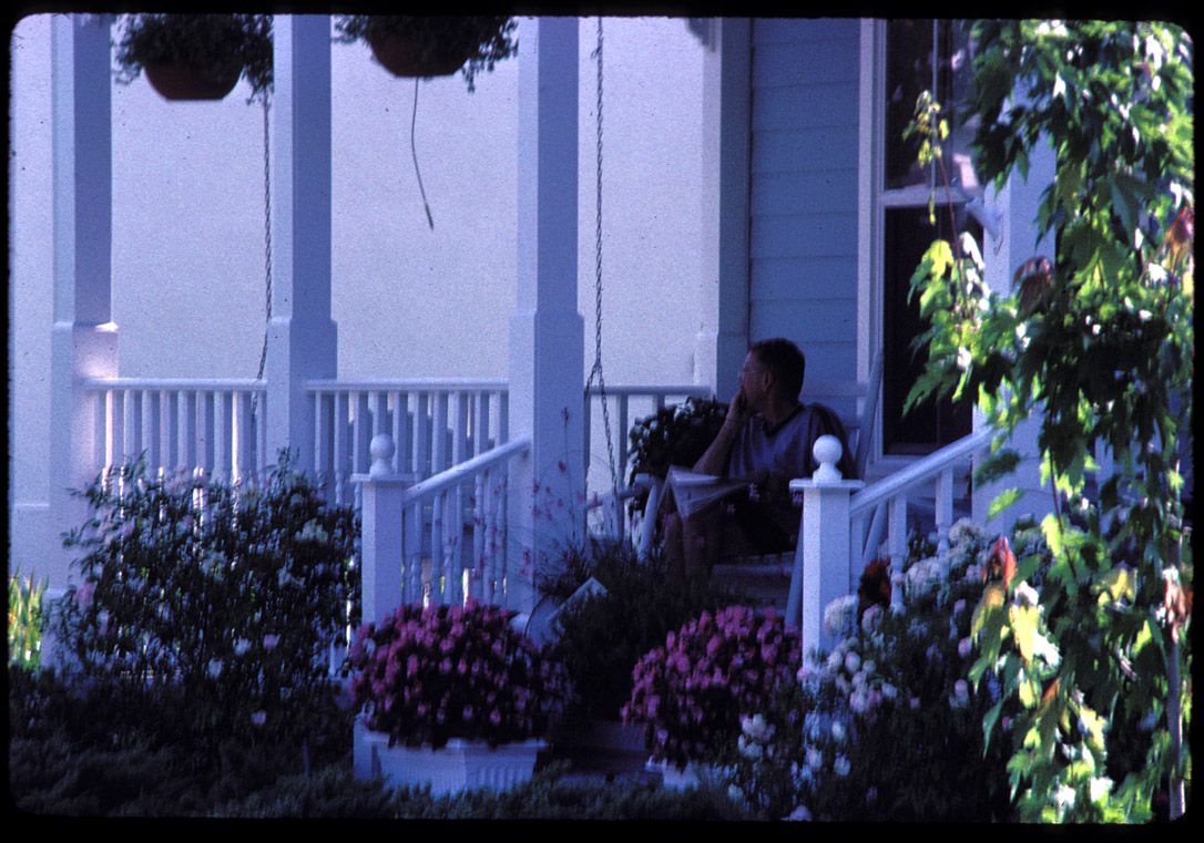 Celebration, Florida, lounging on porch, 6/99.