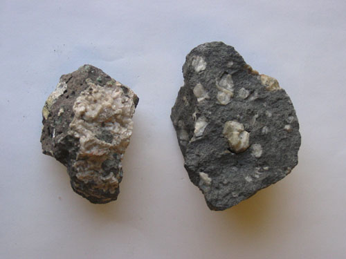 Leucite crystals in basalt. 