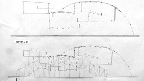 Hand drawn sections of the project.