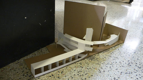 A first study model, showing the genesis of the curved shape.