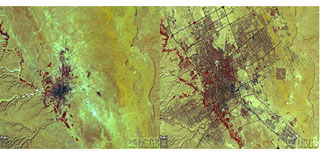 Aerial photos showing the growth and structure of Riyadh.