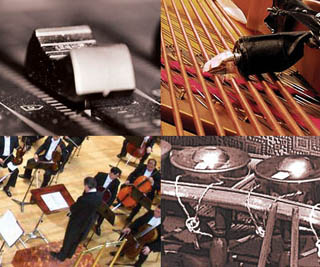 Collage of several music-related images.