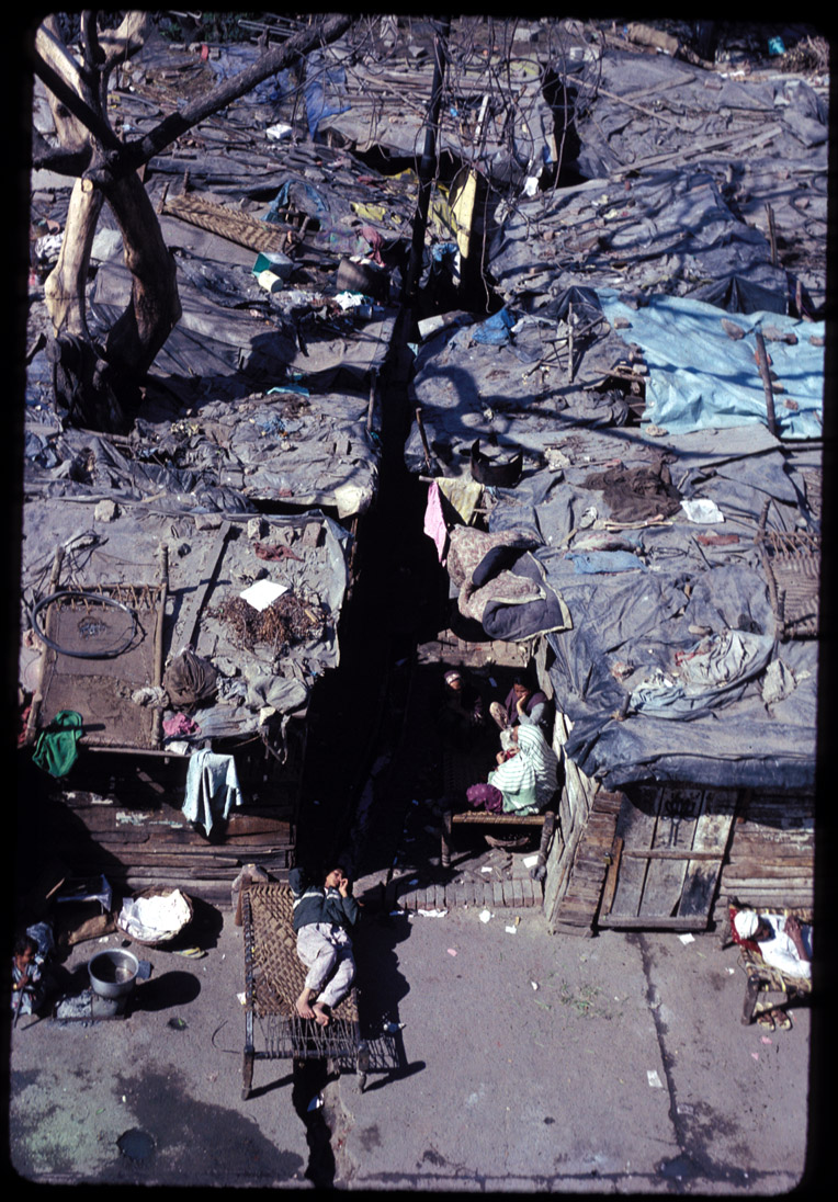 New Delhi, squatters near Connaught Place, 1990.