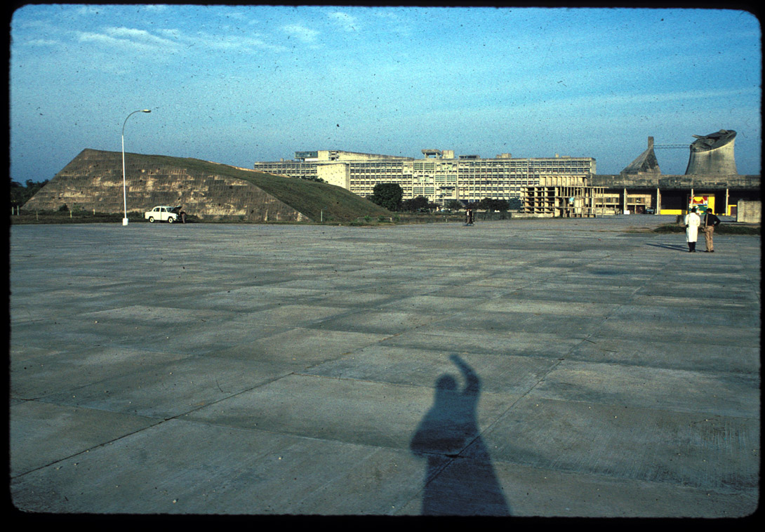 Chandigarh, LV shadow (modulor) on empty Plaza, 1990.
