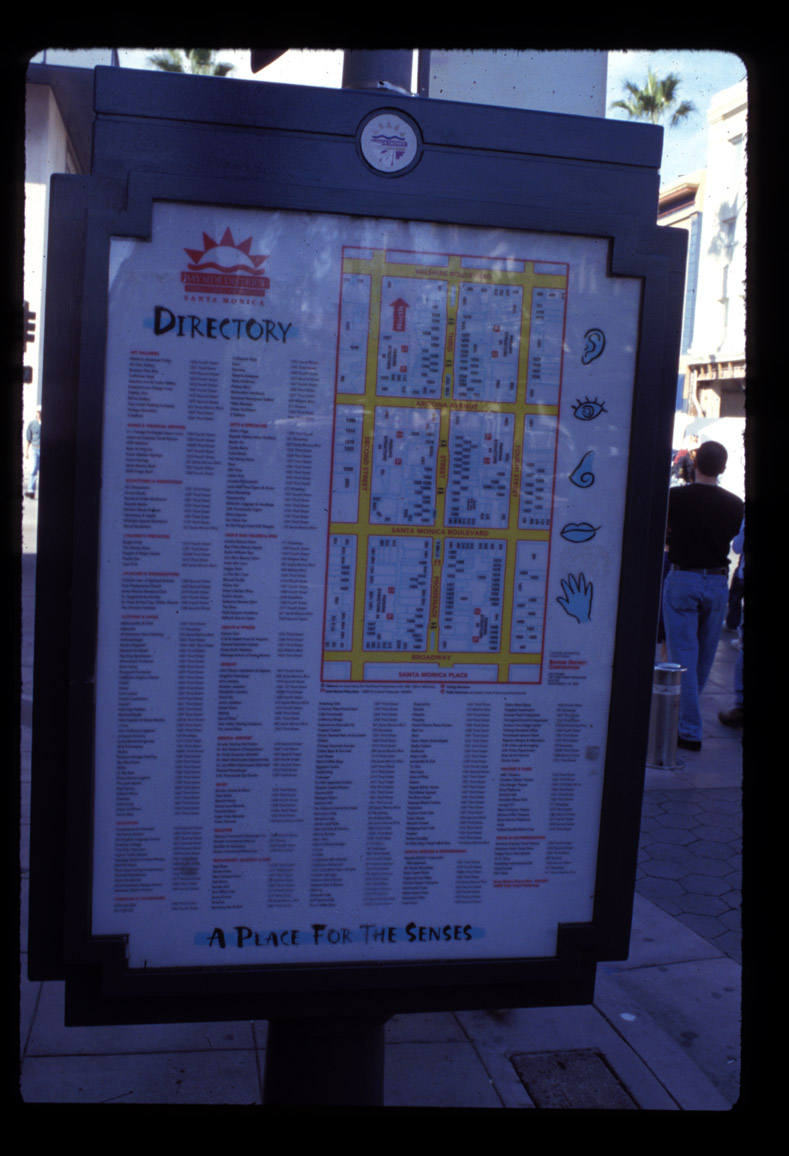 Santa Monica, CA, 3rd St. Promenade, sign/directory 11/98.