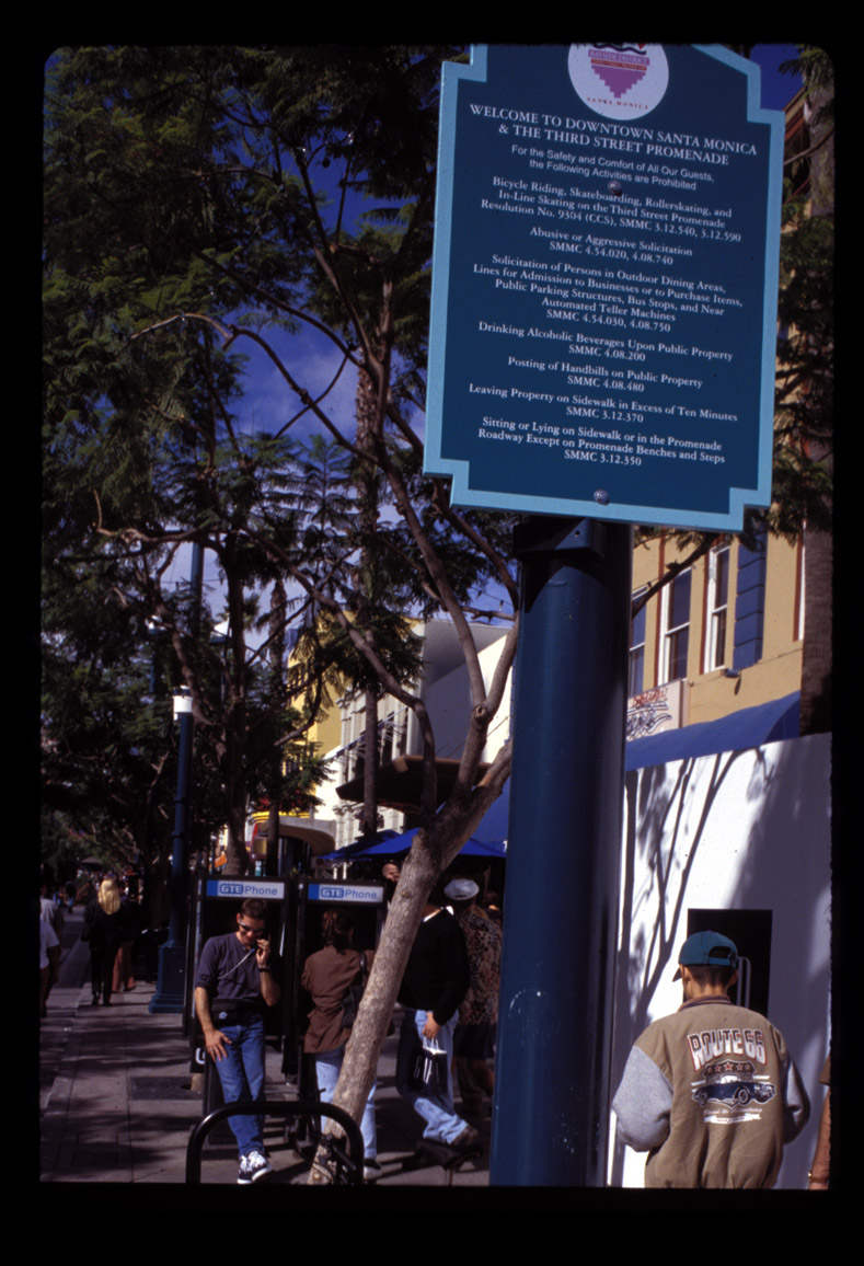 Santa Monica, CA, 3rd St. Promenade, posted rules, 11/98.
