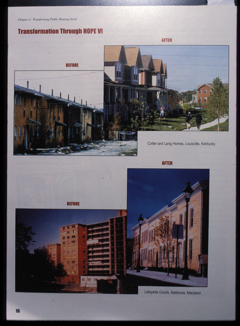 Transformation through HOPE VI: before and after.