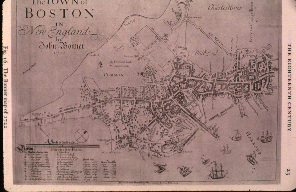 Bonner Map of Boston, 1722.