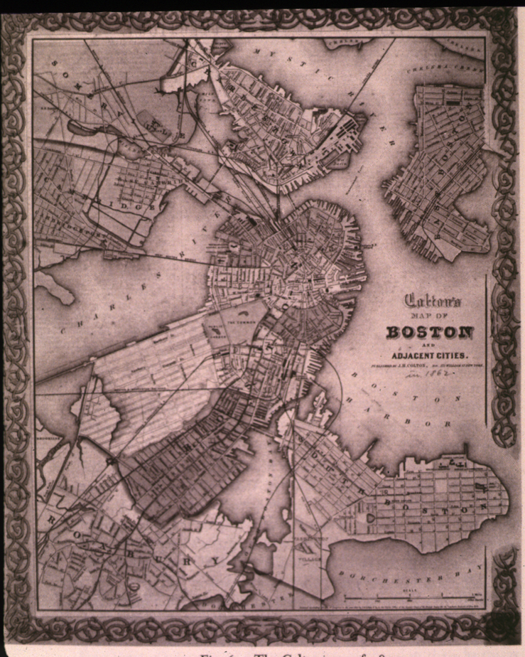 Colton Map of Boston, 1855.