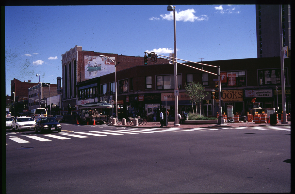 Central Square, Cambridge 9/01 - view of Holmes block before redevelopment.