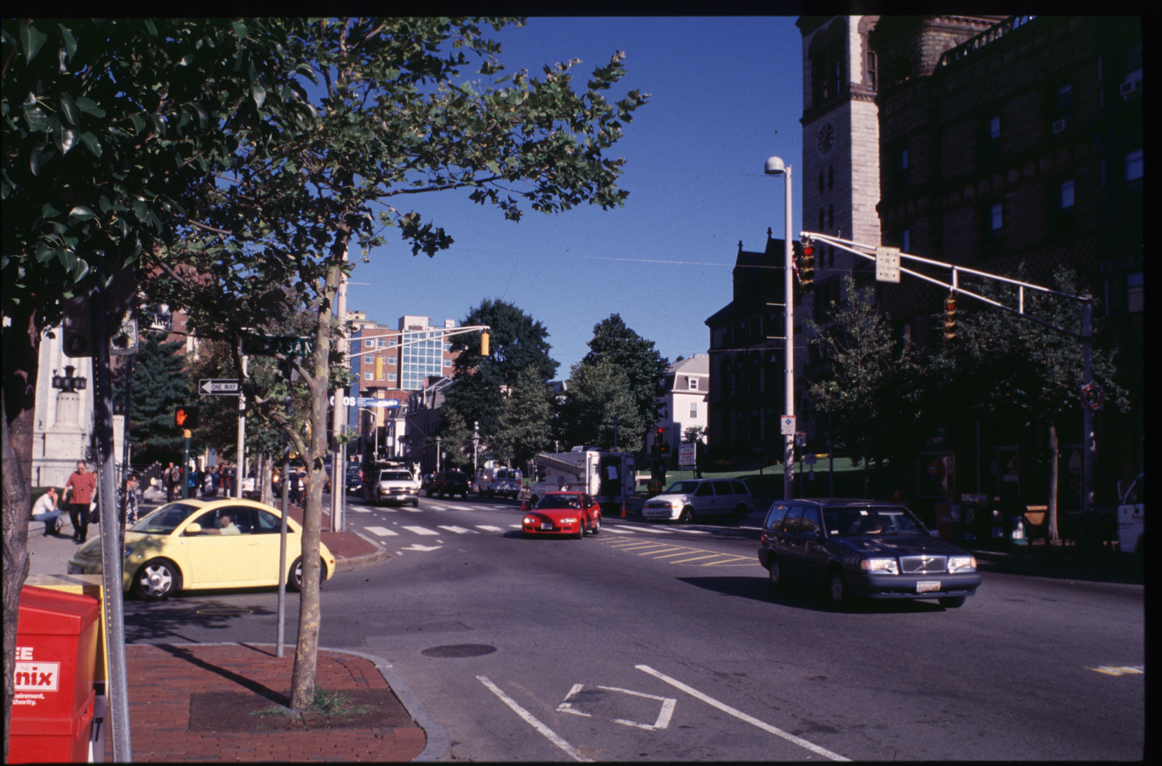 Central Square, Cambridge 9/01 - Mass Ave NW toward City Hall.