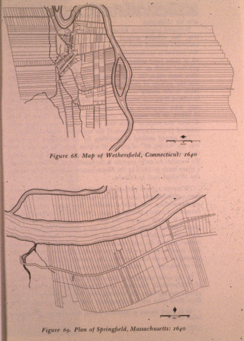 Plans of Springfield, MA and Weathersfield, CT,  1640.