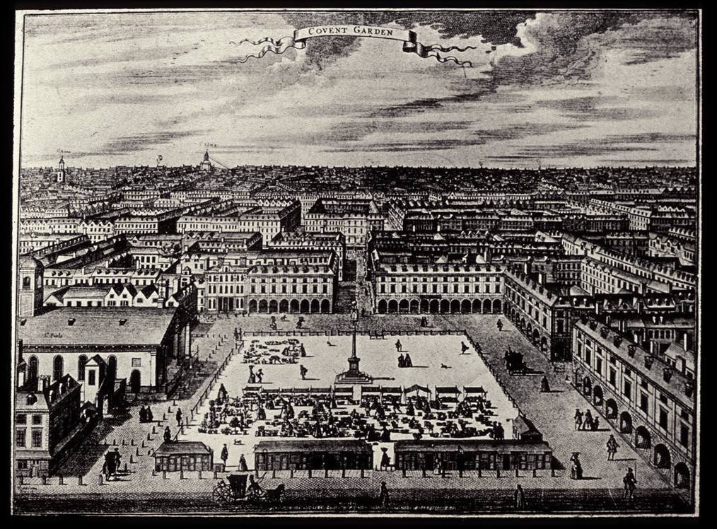 Birdseye view of Covent Garden, London, 1640.