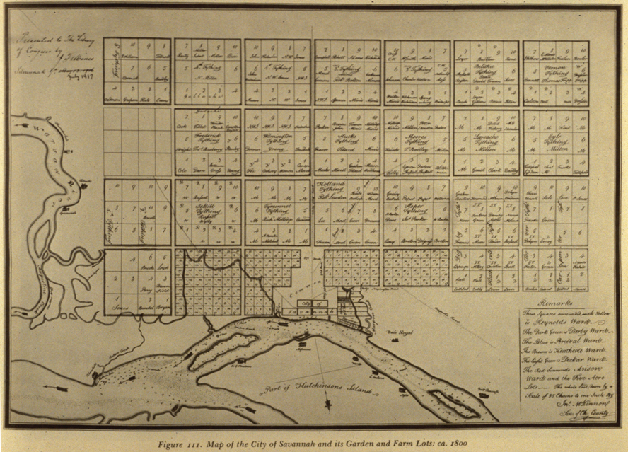 Savannah, GA 1802, garden and farm lots.