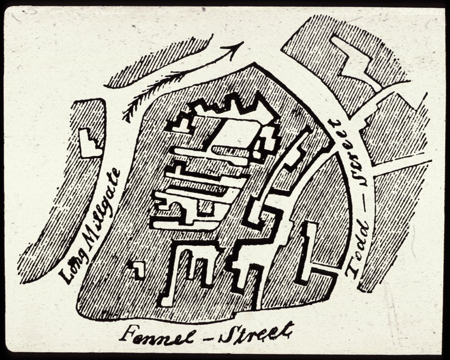 Engels, street plan of Manchester, 1840s.