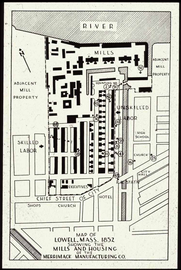 Benjamin Mather plan of Lowell, MA, 1852.