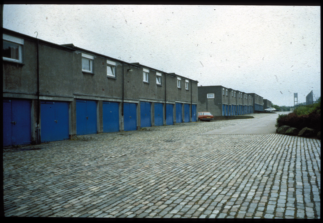 Cumbernauld, Kildrum housing, parking court, 1958, Leaker and Wilson (1993 view).