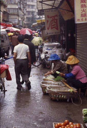 ϵСڶꡣ[Hawkers, sheltering from the drizzle.]