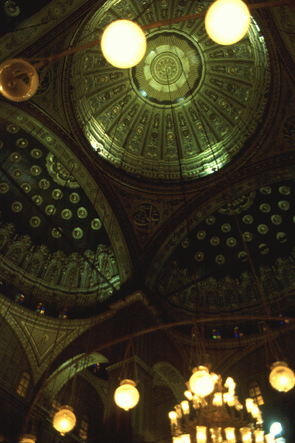 Interior view of the Mosque's domes with their Baroque decorative patterns.