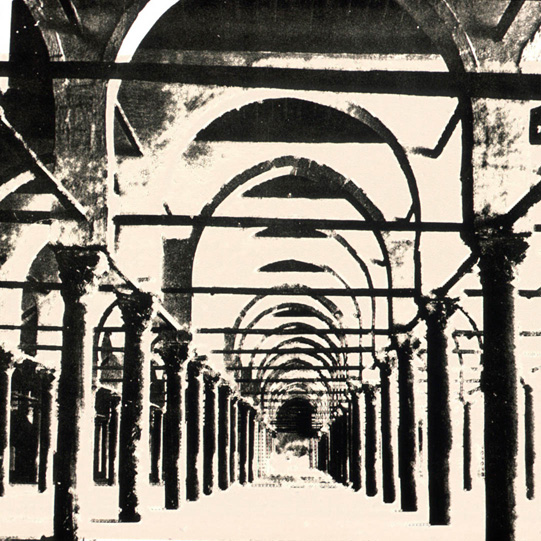 View of the prayer hall of the Mosqe of Amru in Fustat.