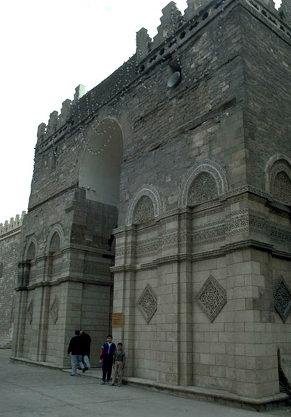 The main protruding portal of the mosque (after restoration.)