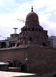 The muqarnas dome of the mausoleum of Nur al-Din in Damascus (1167-68), one of the earliest muqarnas domes in Syria.