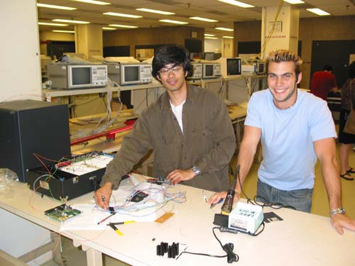 Students working on their Emergency Brake Alert project.