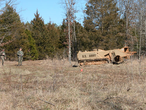 Operator controlling the mini flail.