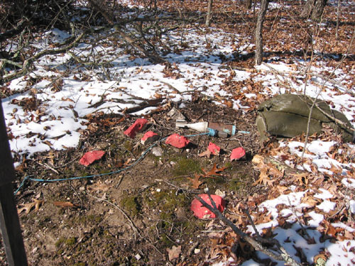 Demolition wired mortar.