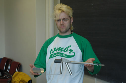 Student holding clippers.