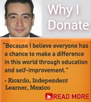 Donor Message: "Because I believe every person has a chance to make a difference in this world through education and self-improvement." Read more