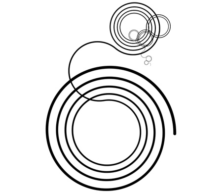 Flipping spiral image created using ContextFree program.