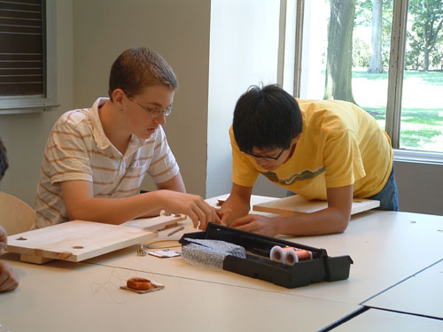 Two students working together.