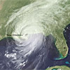 Satellite image of Hurricane Katrina off the Gulf coast.