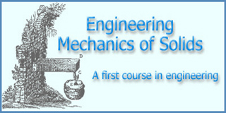 A light blue banner image demonstrating a cantilevered beam.  'Engineering Mechanics of Solids -  A first course in engineering' appears as text. 