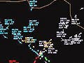 Screen shot of air traffic management software showing many colored regions representing planes.