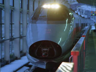 A photograph of the nose of a high speed train.