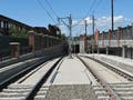 Light rail tracks in San Jose, CA.