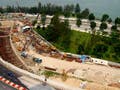 An aerial photo of the collapse of a braced excavation in Singapore, April 2004.
