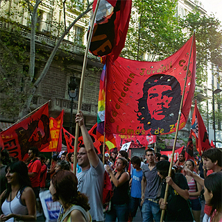  Photograph of protesters in Argentina. 
