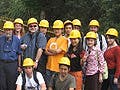 Photograph of studio participants touring the steel factory site.