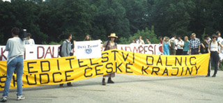 A photograph of environmental protesters in the Czech Republic.