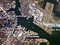 Aerial view of Boston and its surroundings.