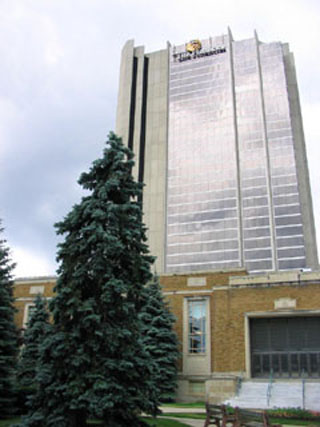 Photo of a high-rise corporate headquarters.