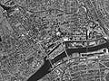 A black and white aerial photo of Lawrence, MA.