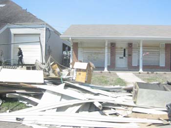 Flooded slab housing in New Orleans.