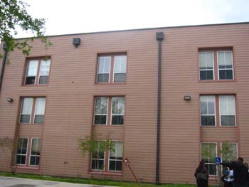 Solid exteriors hide interior flood damage.