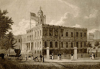 Old City Hall in New York City from around 1830.